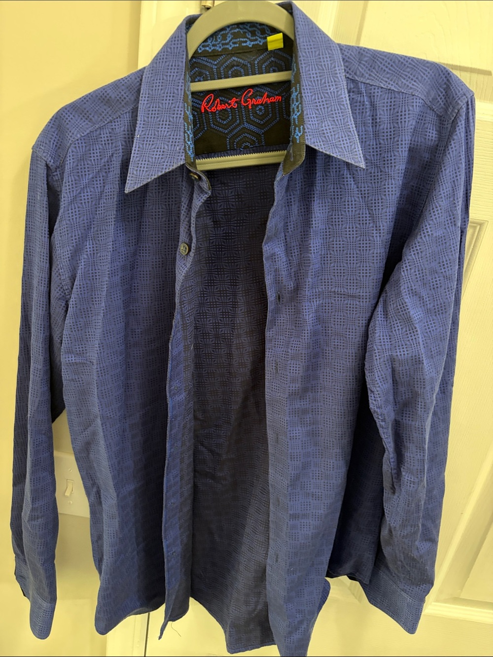Robert Graham Men's Patterned Indigo Button-Up Shirt